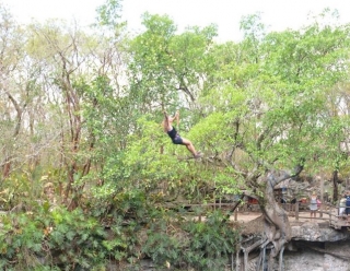 tirolina sobre el cenote
